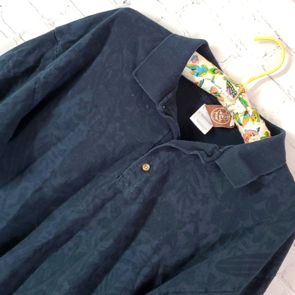 Panama Jack Sea Surf Tropical Beach Print Black Short Sleeve Polo Men's Size L - Picture 10 of 17